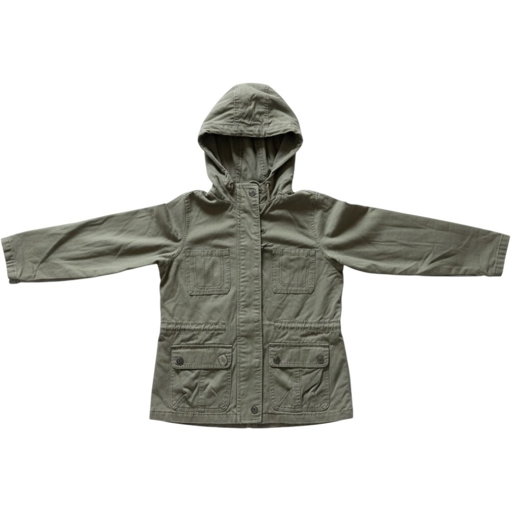 Prince & Fox Olive Green Utility Field Jacket Hooded Cotton Twill Small